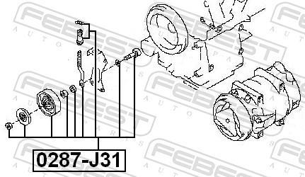 Rolo tensor da correia trapezoidal estriada FEBEST ref. 0287-J31