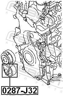 Rolo tensor da correia trapezoidal estriada FEBEST ref. 0287-J32