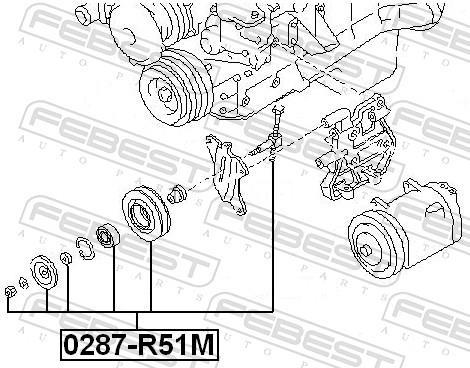 Rolo tensor da correia trapezoidal estriada FEBEST ref. 0287-R51M