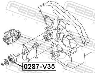 Rolo tensor da correia trapezoidal estriada FEBEST ref. 0287-V35