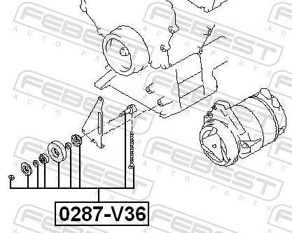 Polea tensora, correa auxiliar servicios FEBEST ref. 0287-V36