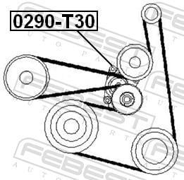 Tensor de correa, correa poli V FEBEST 0290-T30