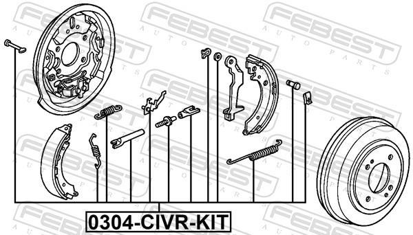 Kit d'accessoires pour mâchoire de frein à tambour FEBEST ref. 0304-CIVR-KIT