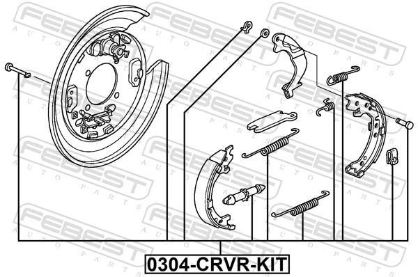 Kit d'accessoires pour mâchoire de frein à tambour FEBEST ref. 0304-CRVR-KIT