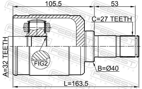 Joint homocinétique, transmission FEBEST ref. 0311-RW24LH