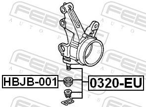 Rotule de suspension (Rotule de pivot) FEBEST ref. 0320-EU