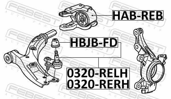 Rotule de suspension (Rotule de pivot) FEBEST 0320-RELH