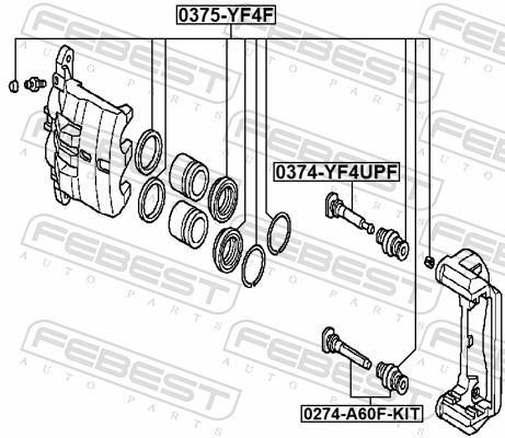 Guide d'étrier de frein FEBEST 0374-YF4UPF