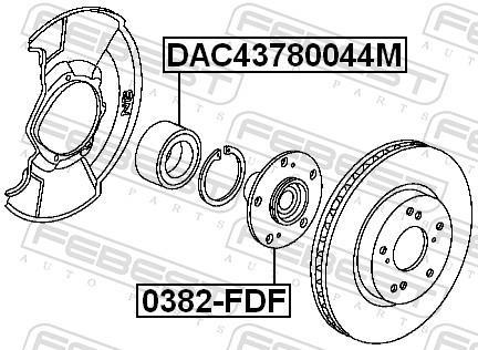 Moyeu de roue (Roulement de roue) FEBEST 0382-FDF