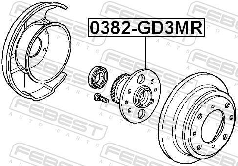 Moyeu de roue (Roulement de roue) FEBEST 0382-GD3MR