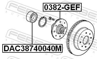 Moyeu de roue (Roulement de roue) FEBEST ref. 0382-GEF
