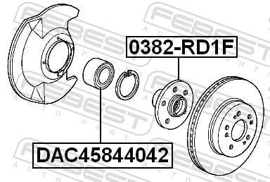 Moyeu de roue (Roulement de roue) FEBEST ref. 0382-RD1F
