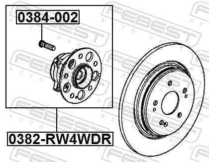 Moyeu de roue (Roulement de roue) FEBEST 0382-RW4WDR