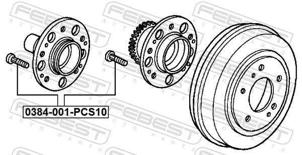 Boulon de roue FEBEST ref. 0384-001-PCS10