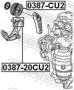 Rolo tensor da correia trapezoidal estriada FEBEST ref. 0387-20CU2
