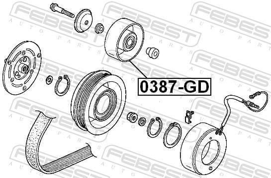 Rolo tensor da correia trapezoidal estriada FEBEST ref. 0387-GD