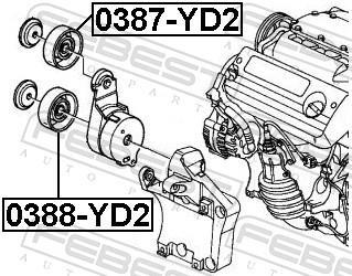 Rolo tensor da correia trapezoidal estriada FEBEST ref. 0387-YD2