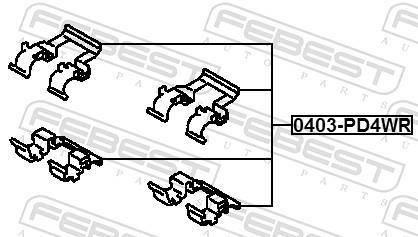 Kit acessórios de pastilhas de travão FEBEST ref. 0403-PD4WR