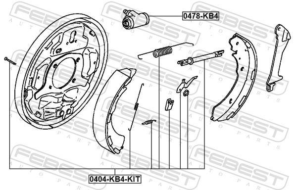 Kit d'accessoires pour mâchoire de frein à tambour FEBEST ref. 0404-KB4-KIT