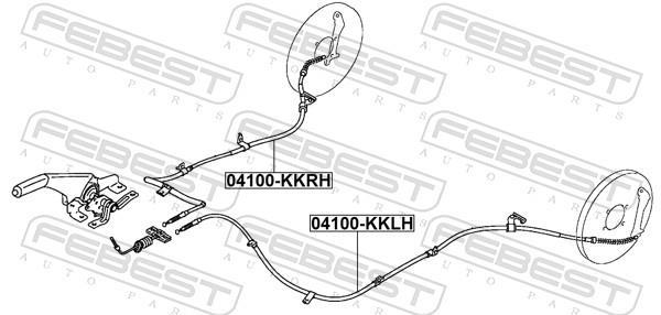 Cabo de freio de estacionamento FEBEST ref. 04100-KKRH