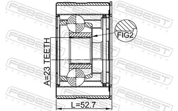 Articulação, veio longitudinal FEBEST ref. 0411-CU2WSHA