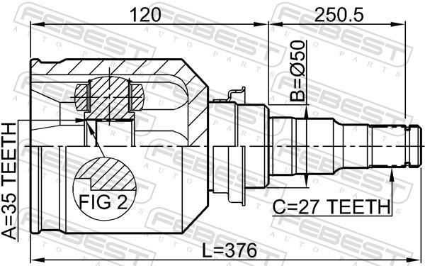 Joint homocinétique, transmission FEBEST ref. 0411-CW5RH