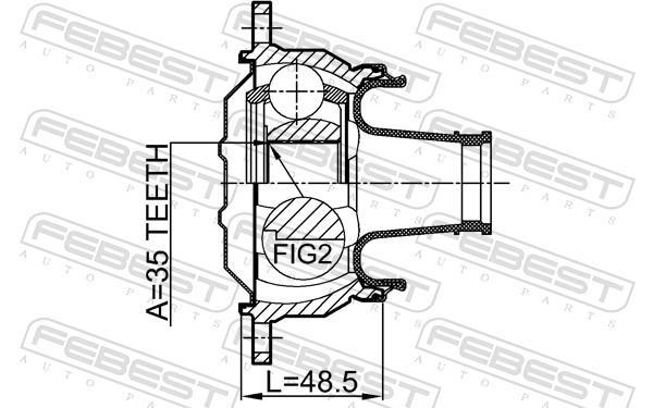 Articulação, veio longitudinal FEBEST ref. 0411-V75SHA