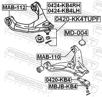 Rotule de suspension (Rotule de pivot) FEBEST ref. 0420-KK4TUPF