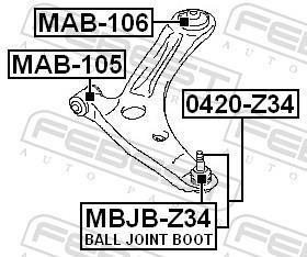 Rotule de suspension (Rotule de pivot) FEBEST 0420-Z34