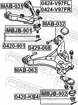 Vis de correction du carrossage FEBEST ref. 0429-008