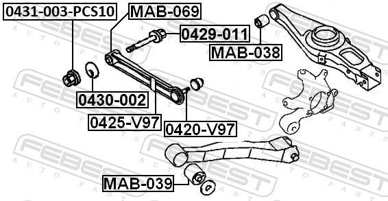 Vis de correction du carrossage FEBEST ref. 0431-003-PCS10