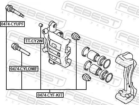 Guide d'étrier de frein FEBEST 0474-CYF-KIT