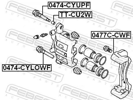 Guide d'étrier de frein FEBEST 0474-CYLOWF