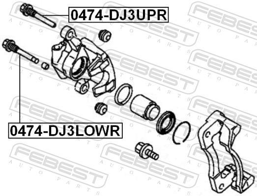 Guide d'étrier de frein FEBEST 0474-DJ3UPR