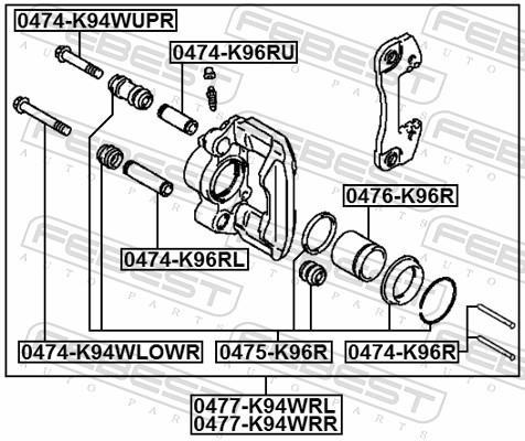 Guide d'étrier de frein FEBEST 0474-K94WLOWR