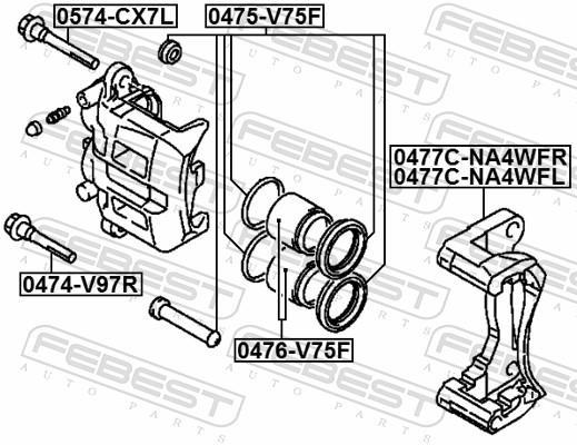 Kit de réparation d'étrier de frein FEBEST ref. 0475-V75F