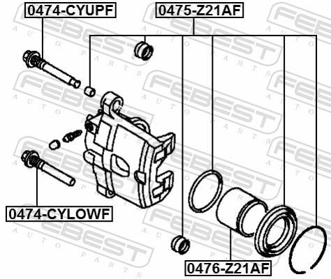 Piston, étrier de frein FEBEST ref. 0476-Z21AF