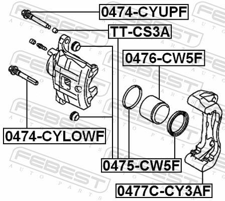 Jeu de supports d'étriers de freins FEBEST ref. 0477C-CY3AF