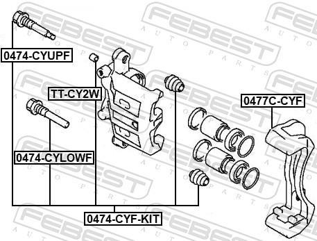 Jeu de supports d'étriers de freins FEBEST ref. 0477C-CYF