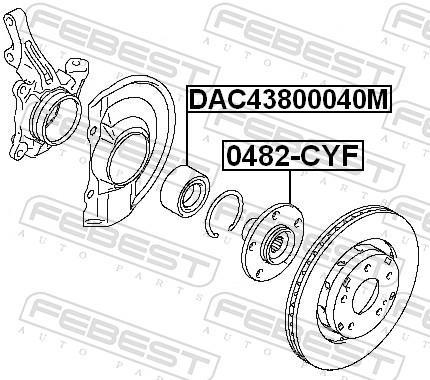 Moyeu de roue (Roulement de roue) FEBEST ref. 0482-CYF