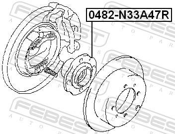 Moyeu de roue (Roulement de roue) FEBEST 0482-N33A47R