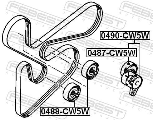 Galet tendeur de courroie d'accessoire FEBEST 0487-CW5W