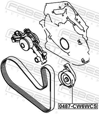 Rolo tensor da correia trapezoidal estriada FEBEST ref. 0487-CW6WCS