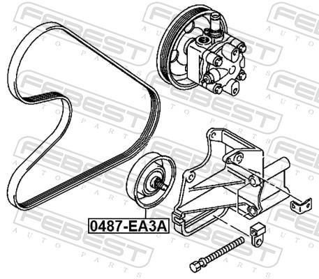 Rolo tensor da correia trapezoidal estriada FEBEST 0487-EA3A