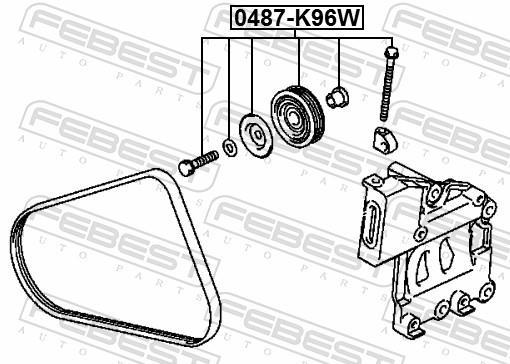 Rolo tensor da correia trapezoidal estriada FEBEST ref. 0487-K96W