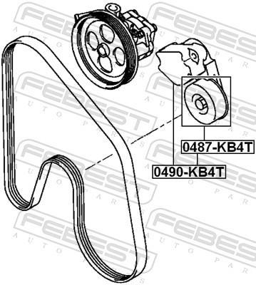 Rolo tensor da correia trapezoidal estriada FEBEST ref. 0487-KB4T