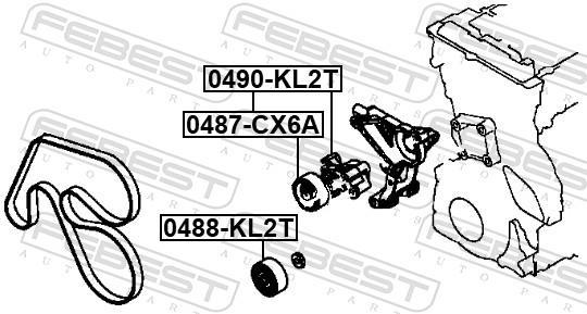 Tensor de correia trapezoidal estriada FEBEST ref. 0490-KL2T