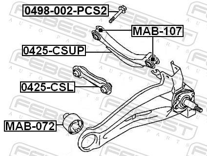 Boulon de fixation, bras transversal FEBEST ref. 0498-002-PCS2