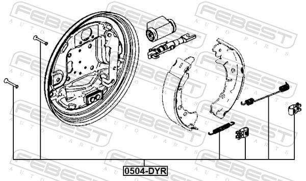 Kit d'accessoires pour mâchoire de frein à tambour FEBEST ref. 0504-DYR