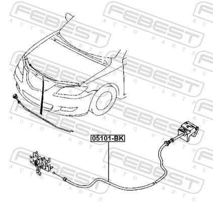 Cable del capó del motor FEBEST ref. 05101-BK